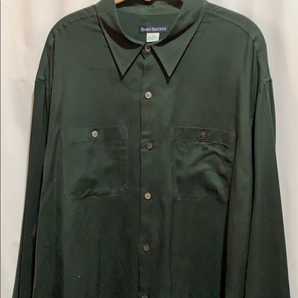 BARRY BRICKEN SILK DRESS SHIRT FOREST GREEN SZ XXL